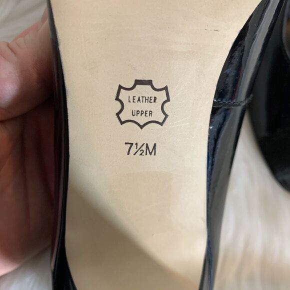 Sam & Libby Black Patent Peep Toe Heels Sz 7.5 - Picture 6 of 6